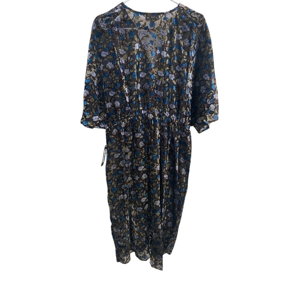ModCloth Black Blue Burnout Velvet Faux Wrap Kaftan Midi Dress Size XL - Picture 8 of 10